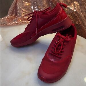 Red Matte Nike Air Max Thea Leather Sneakers